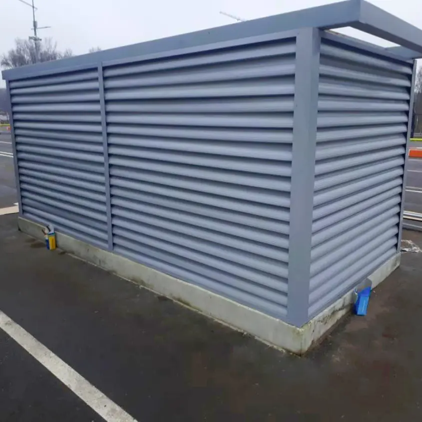 Фото 6 отделка вентиляционной шахты ламелями Еврожалюзи RAL7004 Серый