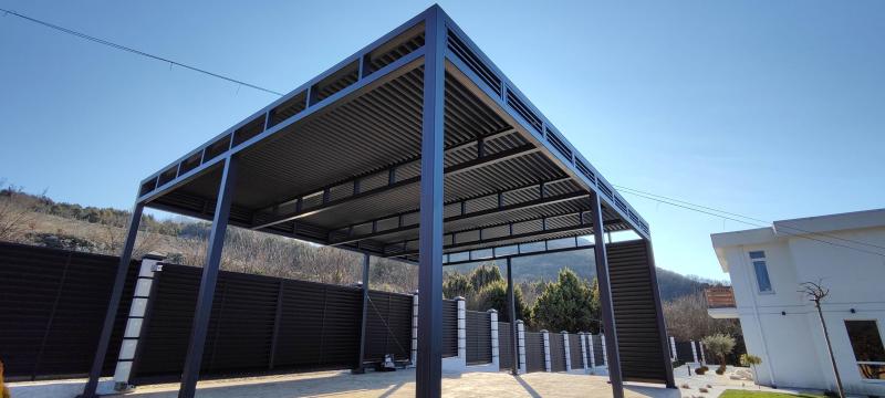 Забор-жалюзи + Пергола из ламелей Еврожалюзи